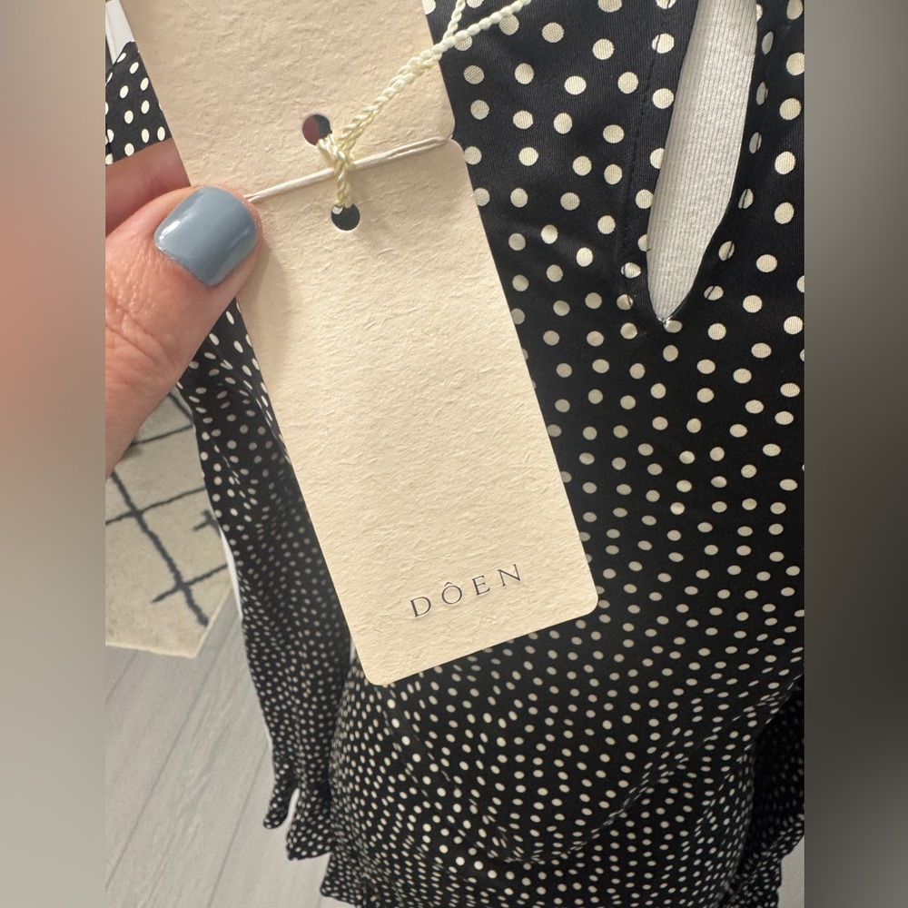 NWT Doen Narcisse Elegant Black Polka Dot Dress Size M - Picture 9 of 10